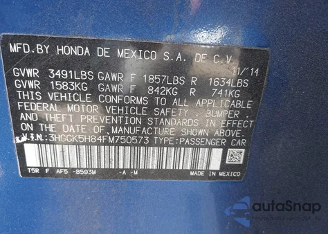 2015 Honda Fit Ex/Ex-L z USA, uszkodzony, nr VIN 3HGGK5H84FM750573